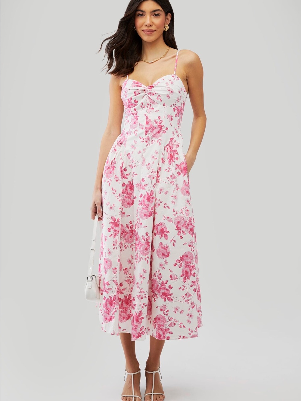 Nia Mimosa Dress in rose and white